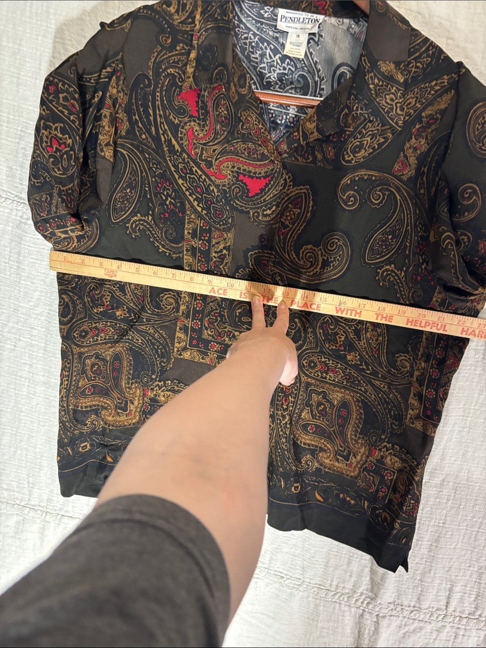 Pendleton Black Paisley Two Piece Skirt and Blouse Set 100% Rayon - Picture 6 of 16